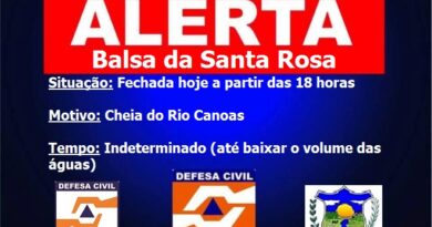 Alerta sobre a Balsa da Santa Rosa