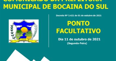 Ponto Facultativo no dia 11 de outubro de 2021.