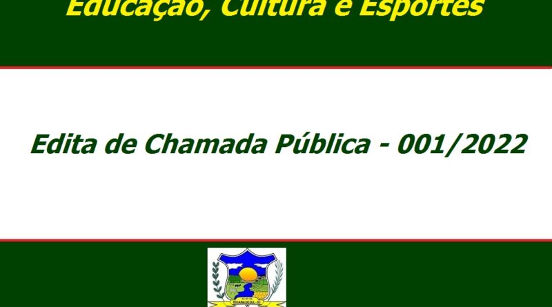 Banner do Edital de Chamda Pública 001/2022.