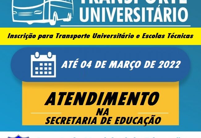 Banner para inscrições para transporte intermunicipal.