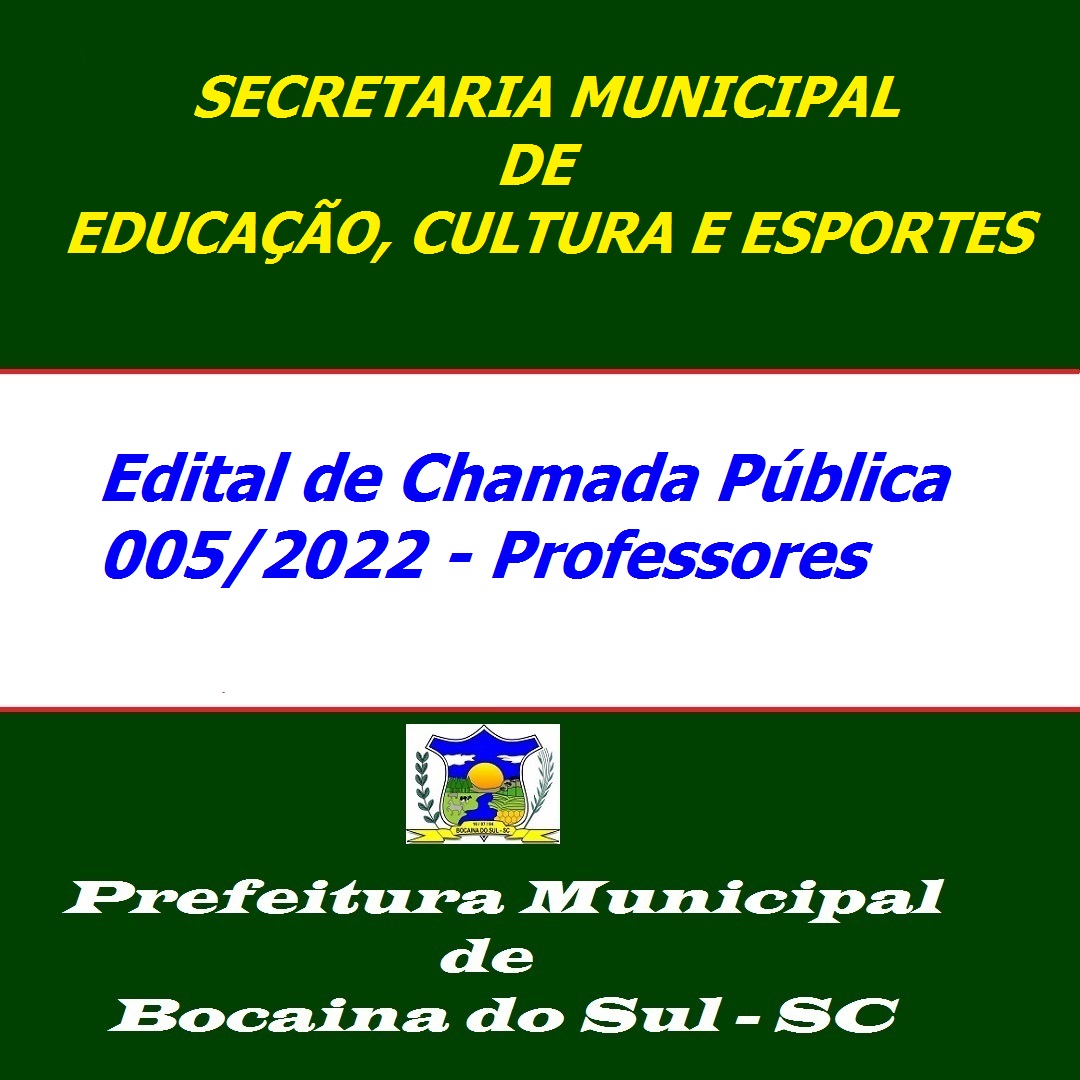 Edital De Chamada Pública Para Professores Prefeitura De Bocaina Do Sul 3897
