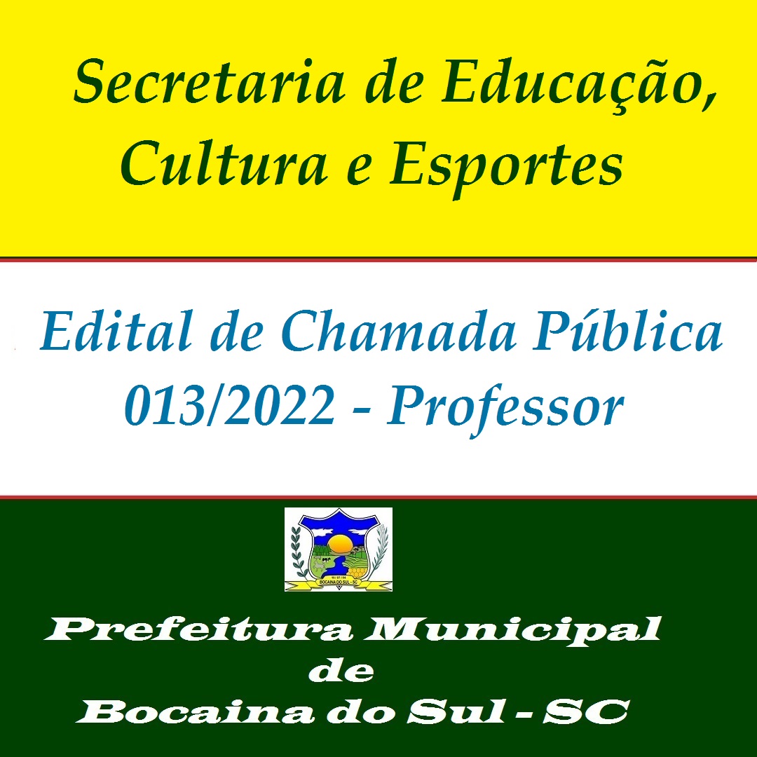 Chamada Pública 0132022 Vaga De Professor Prefeitura De Bocaina Do Sul 5417