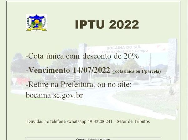 Cota única com desconta até dia 14/07/2022.