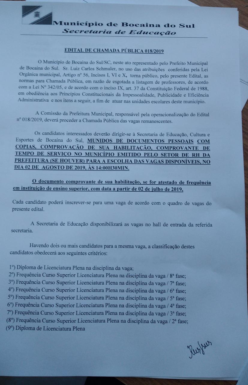 Chamada Publica Nº 0182019 Prefeitura De Bocaina Do Sul 3692