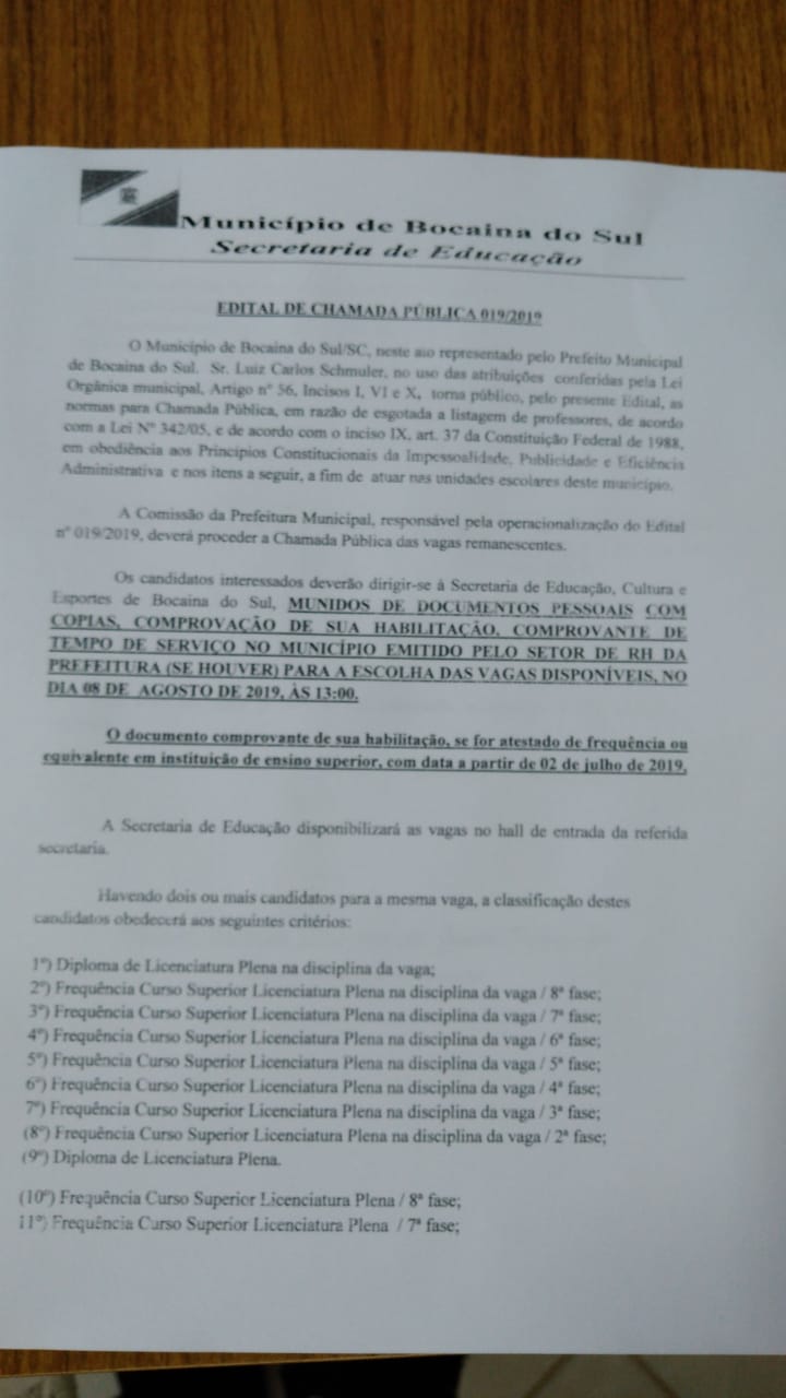 Edital De Chamada PÚblica 0192019 Prefeitura De Bocaina Do Sul 1833