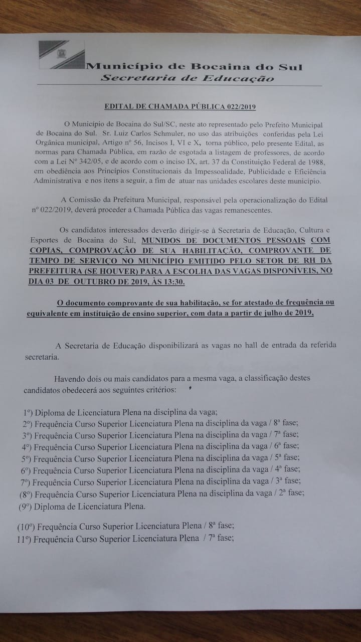 Edital De Chamada PÚblica 0222019 Prefeitura De Bocaina Do Sul 3797