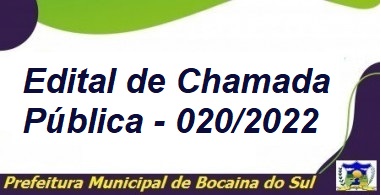 Chamada Pública 020/2022 - Farmacêutico, Assistente Social e Educador Físico