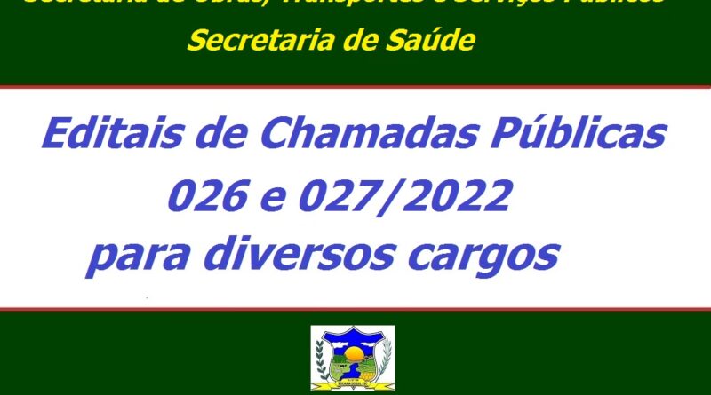 Edital Para Chamadas Públicas 026 E 0272022 Confira Os Cargos Prefeitura De Bocaina Do Sul 4628