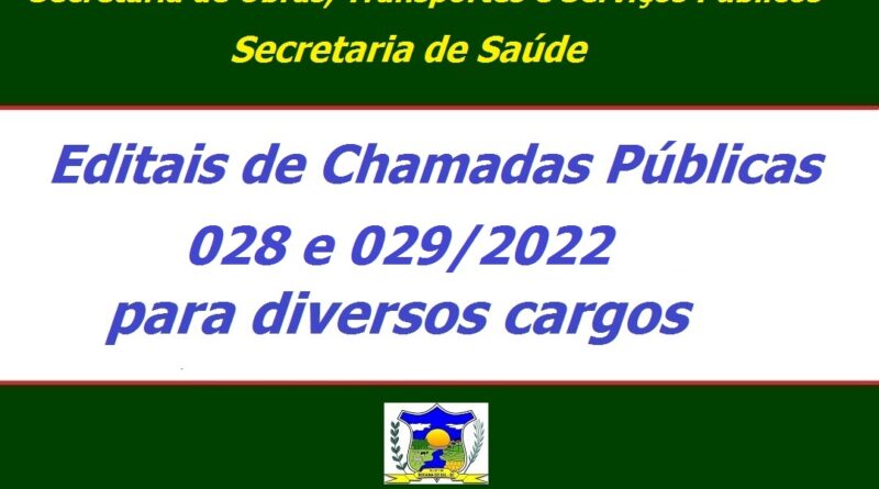 Edital Para Chamadas Públicas 028 E 0292022 Confira Os Cargos Prefeitura De Bocaina Do Sul 9547