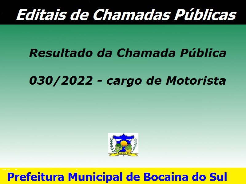 Resultado Da Chamada Pública 0302022 Motorista Prefeitura De Bocaina Do Sul 6298