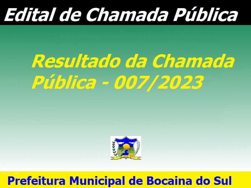 Divulgação Resultado Chamada Pública 0072023 Prefeitura De Bocaina Do Sul 2498