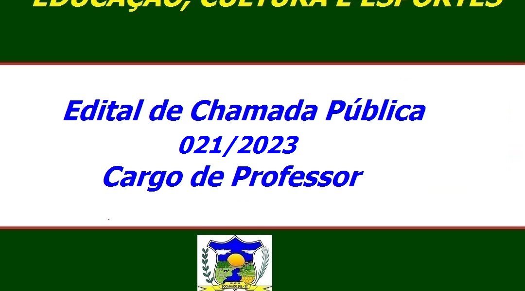 Edital De Chamada Pública 0212023 Cargo Professor Prefeitura De Bocaina Do Sul 3720