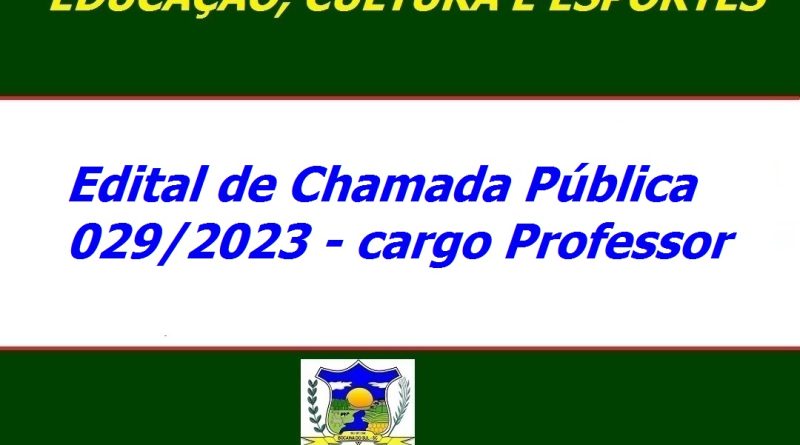 Edital De Chamada Pública 0292023 Cargo Professor Prefeitura De Bocaina Do Sul 2856