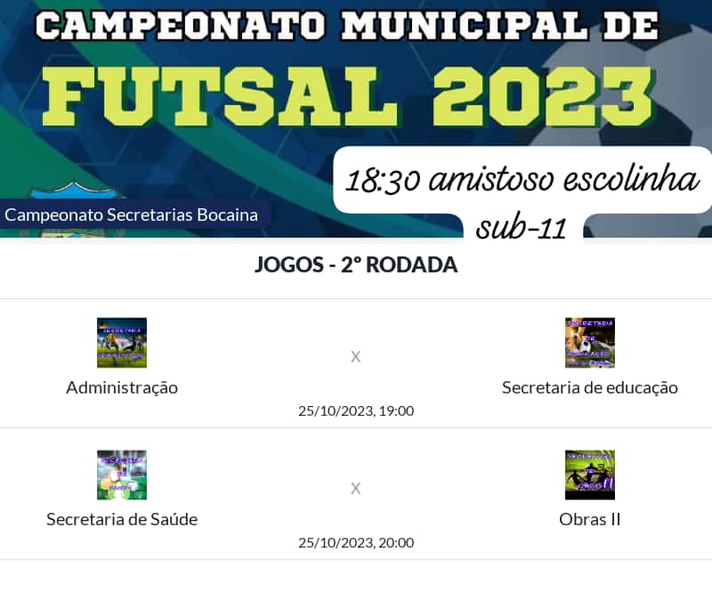 Rodada do futsal deste fim de semana será composta em sua maioria